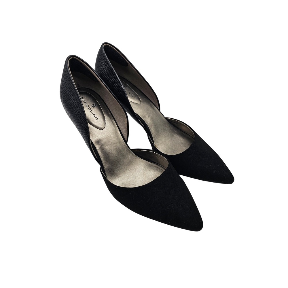 Bandolino Womens Black dOrsay Pumps Pointed Toe Faux Suede Reptile Heels 10M